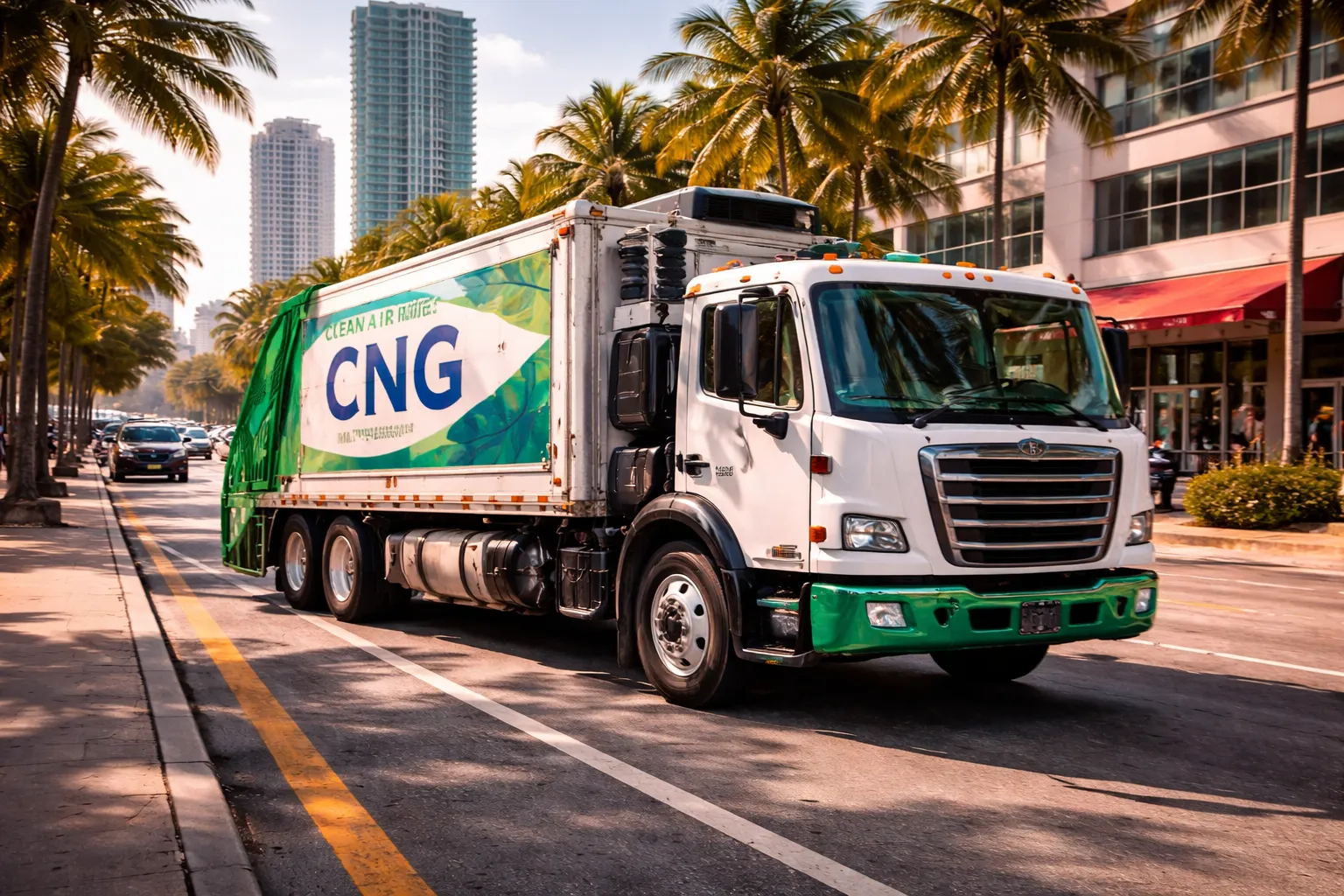 Camión de basura ecológico en Miami
