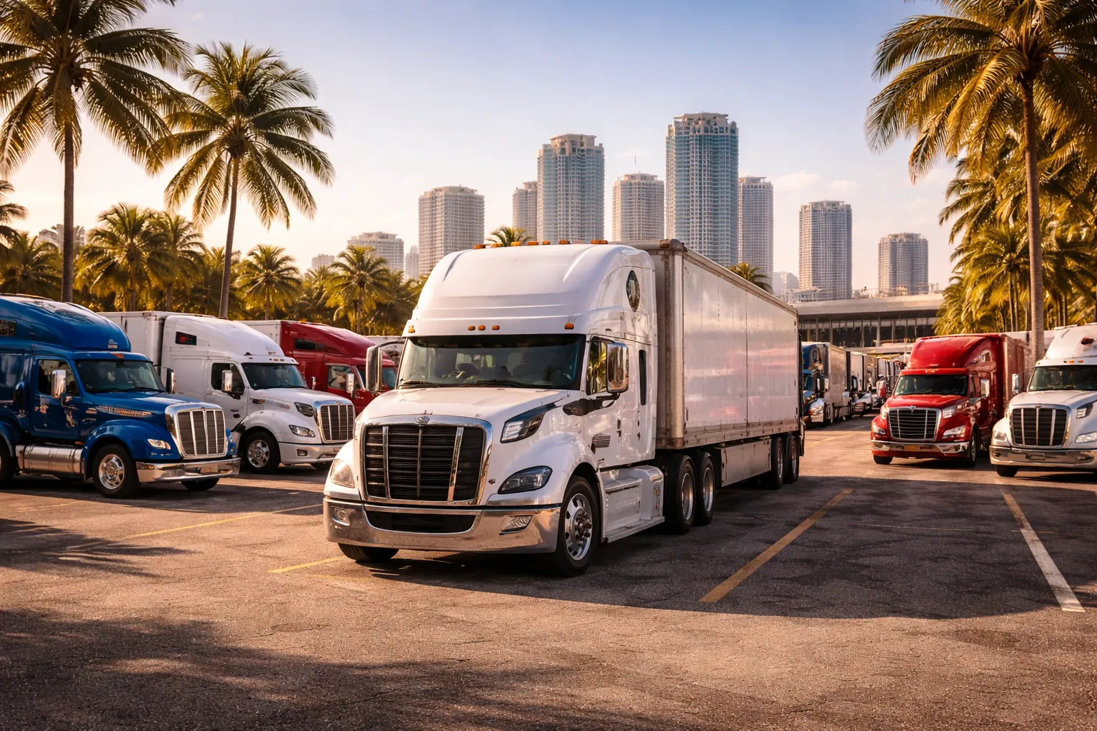 Camiónes en aparcamiento de Miami