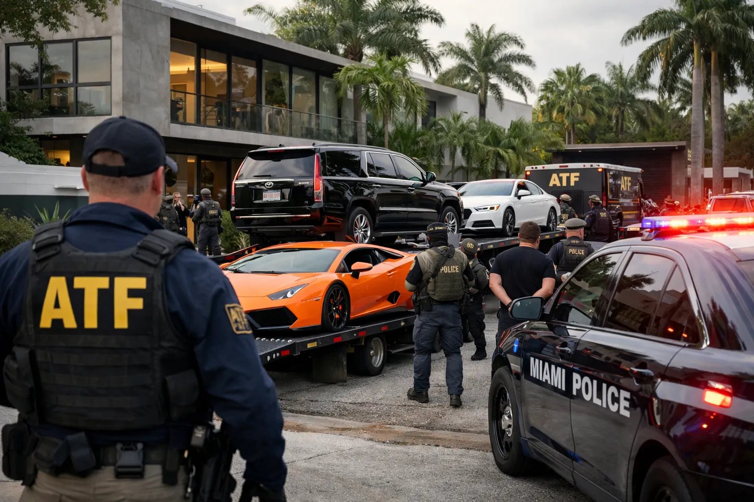 atf raids miami house and removes luxury cars